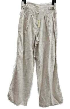 NWT Max Studio Women's Striped Linen Blend Wide Leg Pants size M